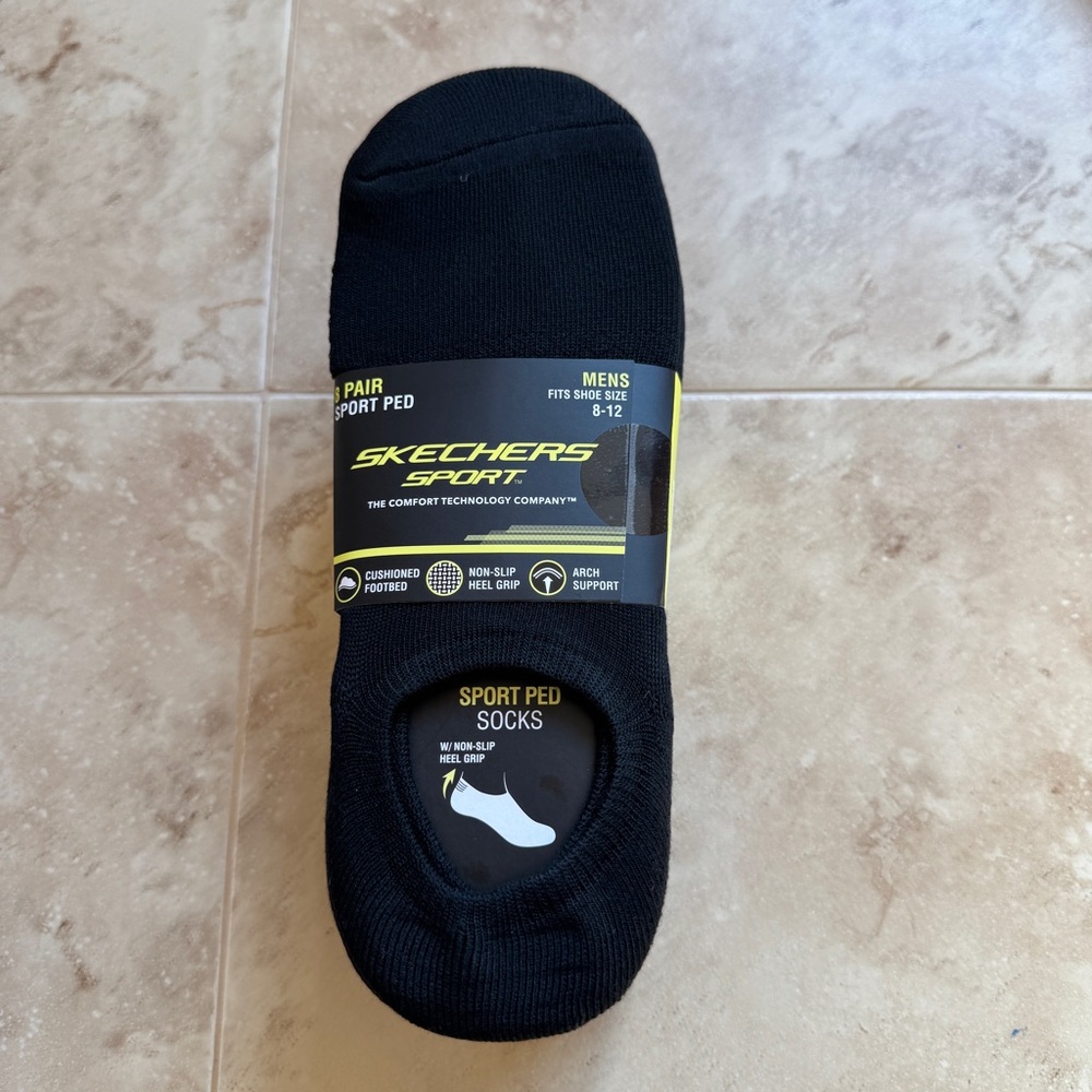 Skechers Sport Men's 8-Pair Comfort Ped No Show Socks, Black/Gray, Size 8-12 NWT - Picture 7 of 10